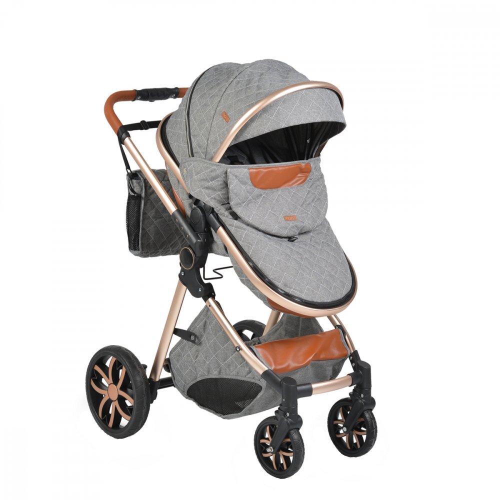 MONI Carucior 2in1 transformabil Alma Dark Grey cu Sezut reversibilCadru din aluminiuRoti EVA rezistente cu suspensiiFranaCapotina cu vizierSpatar reglabilCentura de sigurantaCos de cumparaturiHusa picioare si Geanta