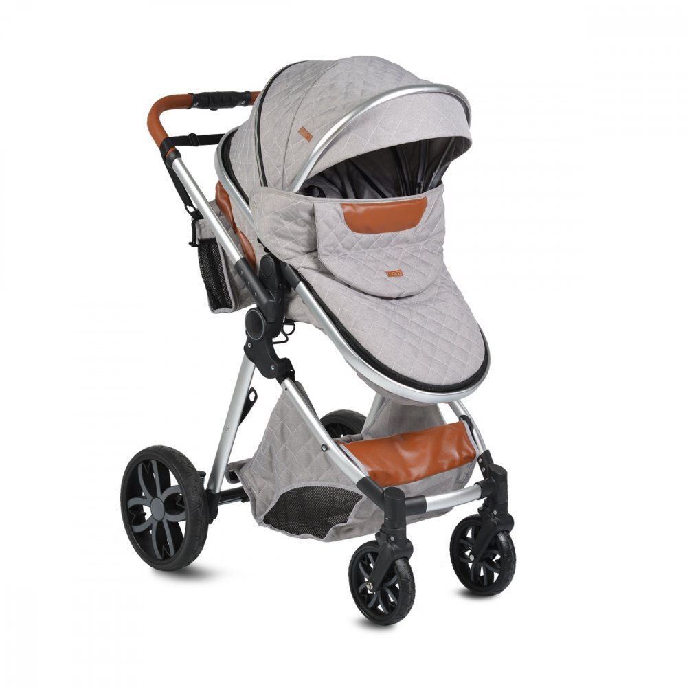 MONI Carucior 2in1 transformabil Alma Grey cu Sezut reversibilCadru din aluminiuRoti EVA rezistente cu suspensiiFranaCapotina cu vizierSpatar reglabilCentura de sigurantaCos de cumparaturiHusa picioare si Geanta