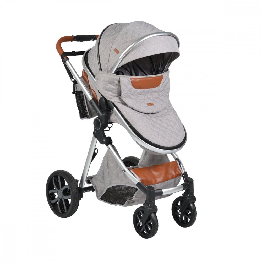 MONI Carucior 2in1 transformabil Alma Grey cu Sezut reversibilCadru din aluminiuRoti EVA rezistente cu suspensiiFranaCapotina cu vizierSpatar reglabilCentura de sigurantaCos de cumparaturiHusa picioare si Geanta