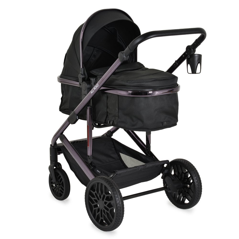 MONI Carucior convertibil 2in1 All Road Black cu Cadru din aluminiu galvanizatRoti rezistente cu suspensiiSpatar reglabilManer reglabil 6 pozitii inaltimeCopertina XXLHusa picioare si suport pahar inclusePana la 4 ani