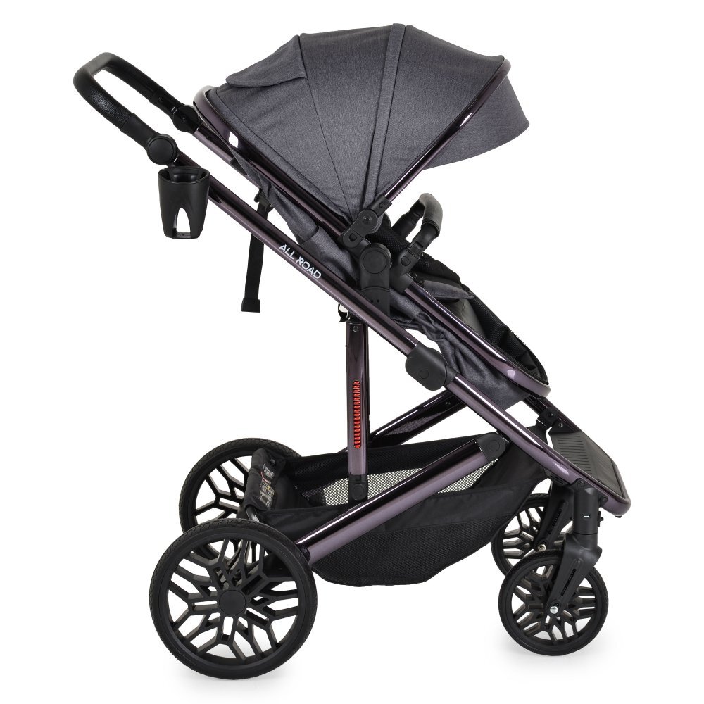 MONI Carucior convertibil 2in1 All Road Grey cu Cadru din aluminiu galvanizatRoti rezistente cu suspensiiSpatar reglabilManer reglabil 6 pozitii inaltimeCopertina XXLHusa picioare si suport pahar inclusePana la 4 ani