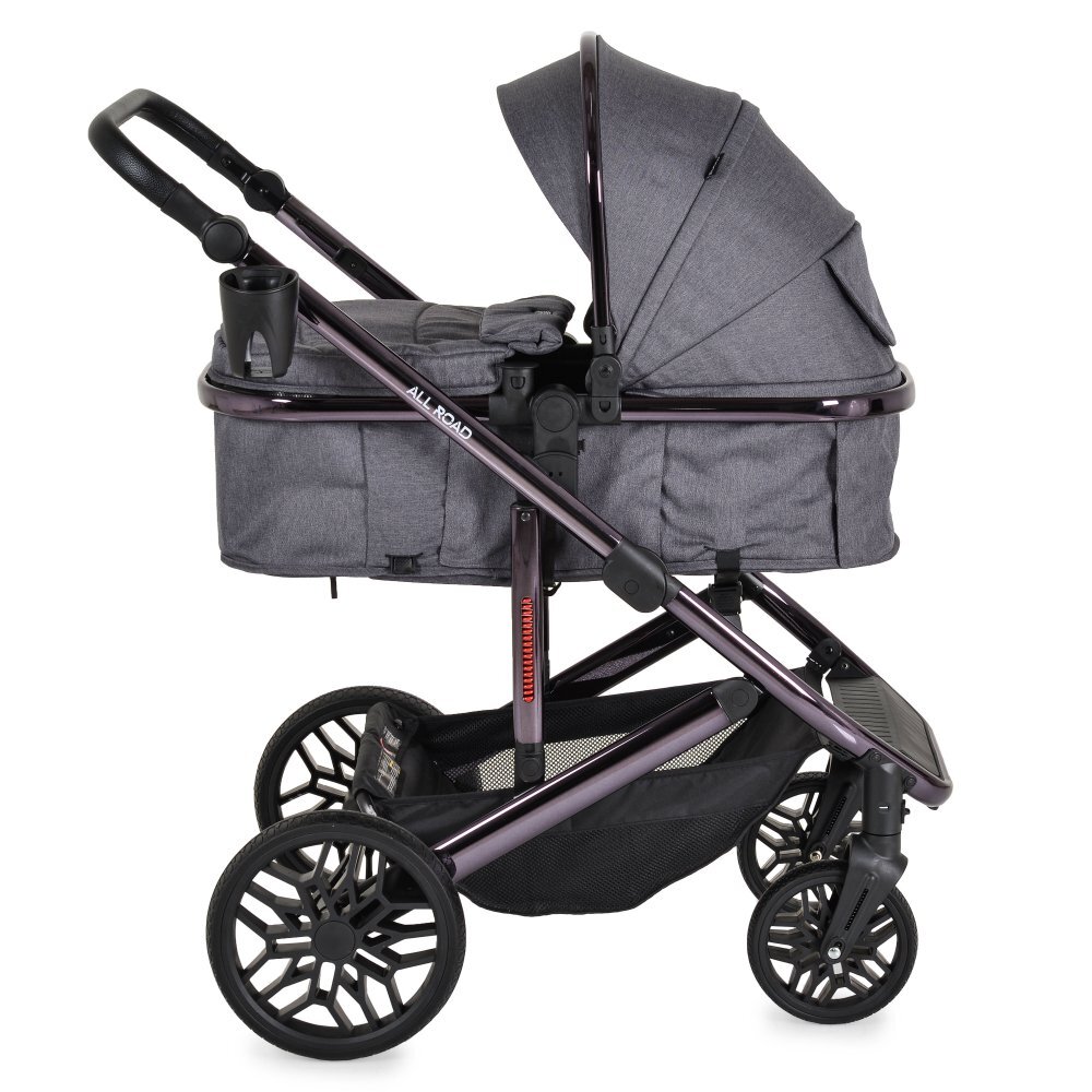 MONI Carucior convertibil 2in1 All Road Grey cu Cadru din aluminiu galvanizatRoti rezistente cu suspensiiSpatar reglabilManer reglabil 6 pozitii inaltimeCopertina XXLHusa picioare si suport pahar inclusePana la 4 ani