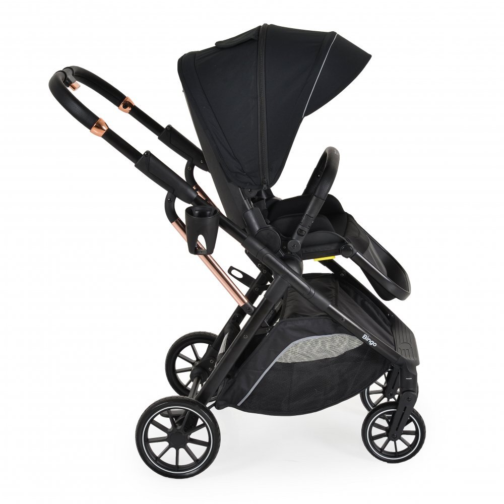 MONI Carucior transformabil 2in1 Bingo Anthracite cu sezut reversibilpana la 4 ani sau 22kgspatar reglabilcapotina XXL cu 4 sectiunipliere compacta cu unitatea scaunuluiroti rezistentehusa picioare si geanta incluse