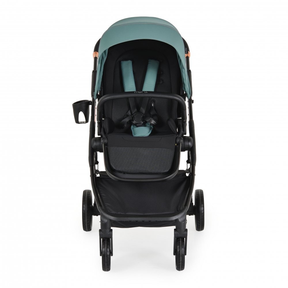 MONI Carucior transformabil 2in1 Bingo Marine Green cu sezut reversibilpana la 4 ani sau 22kgspatar reglabilcapotina XXL cu 4 sectiunipliere compacta cu unitatea scaunului roti rezistentehusa picioare si geanta