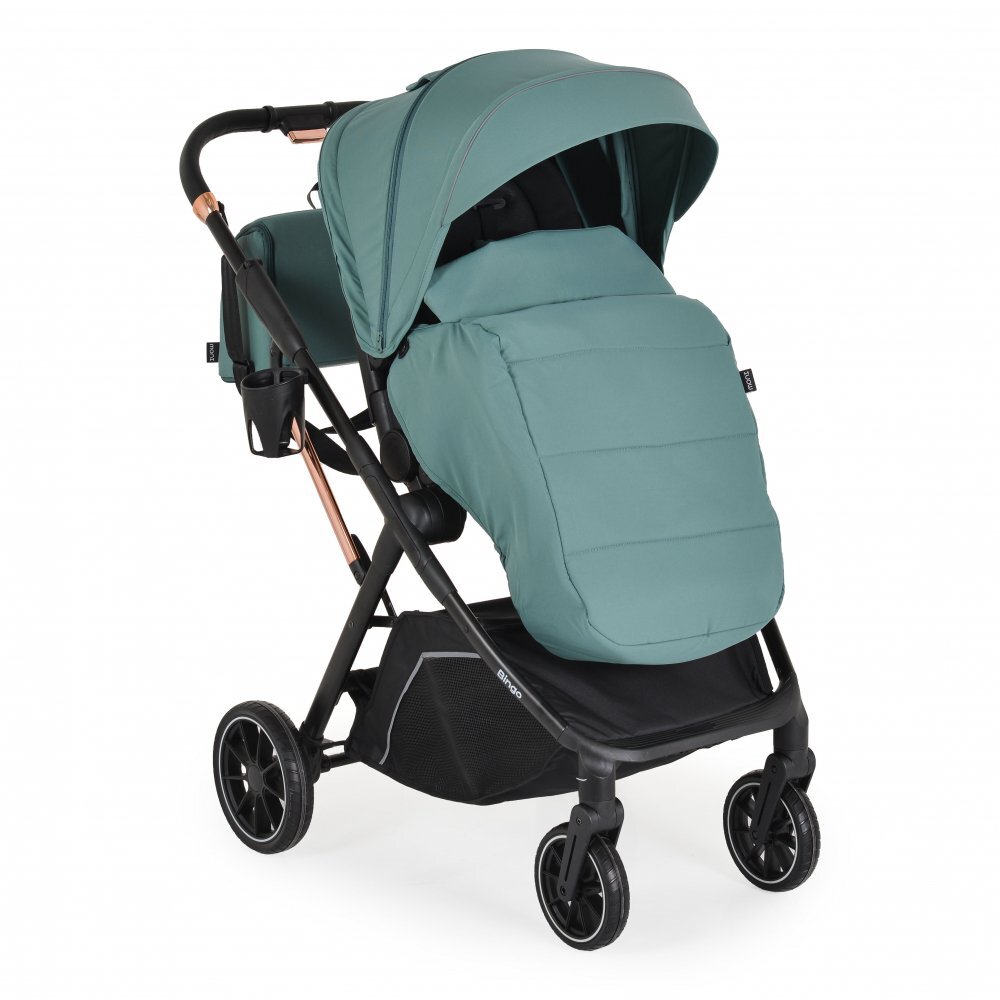 MONI Carucior transformabil 2in1 Bingo Marine Green cu sezut reversibilpana la 4 ani sau 22kgspatar reglabilcapotina XXL cu 4 sectiunipliere compacta cu unitatea scaunului roti rezistentehusa picioare si geanta