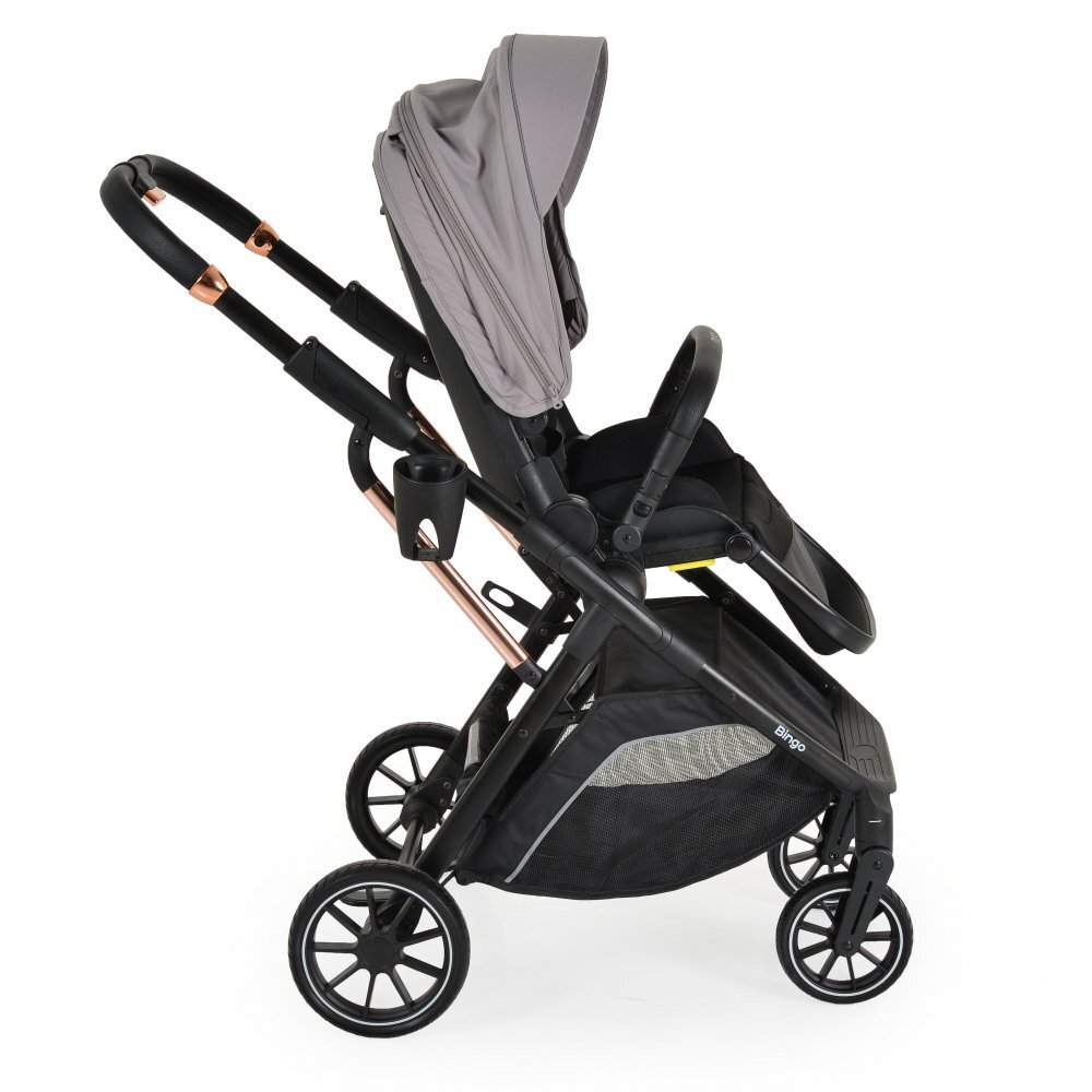 MONI Carucior transformabil 2in1 Bingo Steel cu sezut reversibilpana la 4 ani sau 22kgspatar reglabilcapotina XXL cu 4 sectiunipliere compacta cu unitatea scaunuluiroti rezistentehusa picioare si geanta incluse