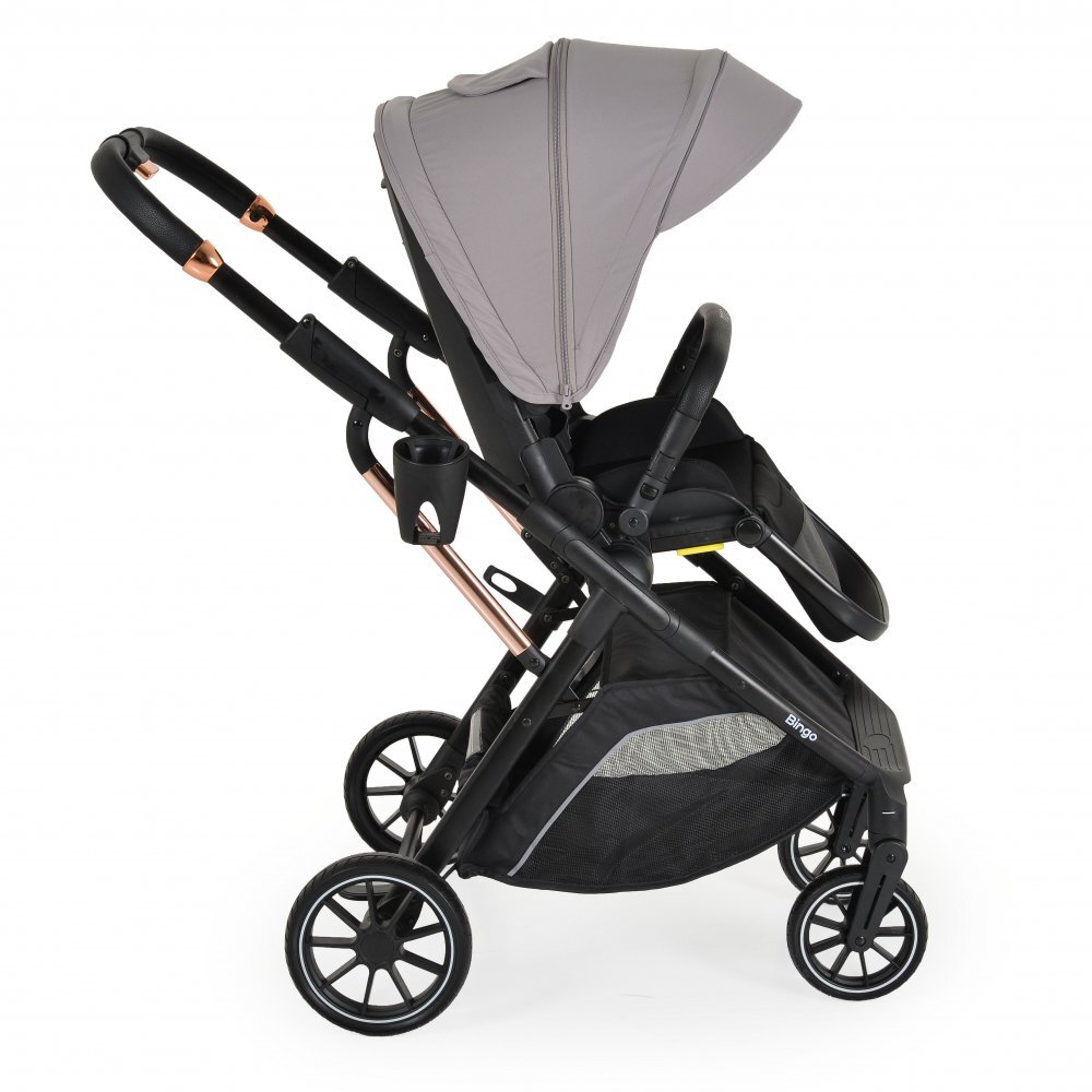 MONI Carucior transformabil 2in1 Bingo Steel cu sezut reversibilpana la 4 ani sau 22kgspatar reglabilcapotina XXL cu 4 sectiunipliere compacta cu unitatea scaunuluiroti rezistentehusa picioare si geanta incluse