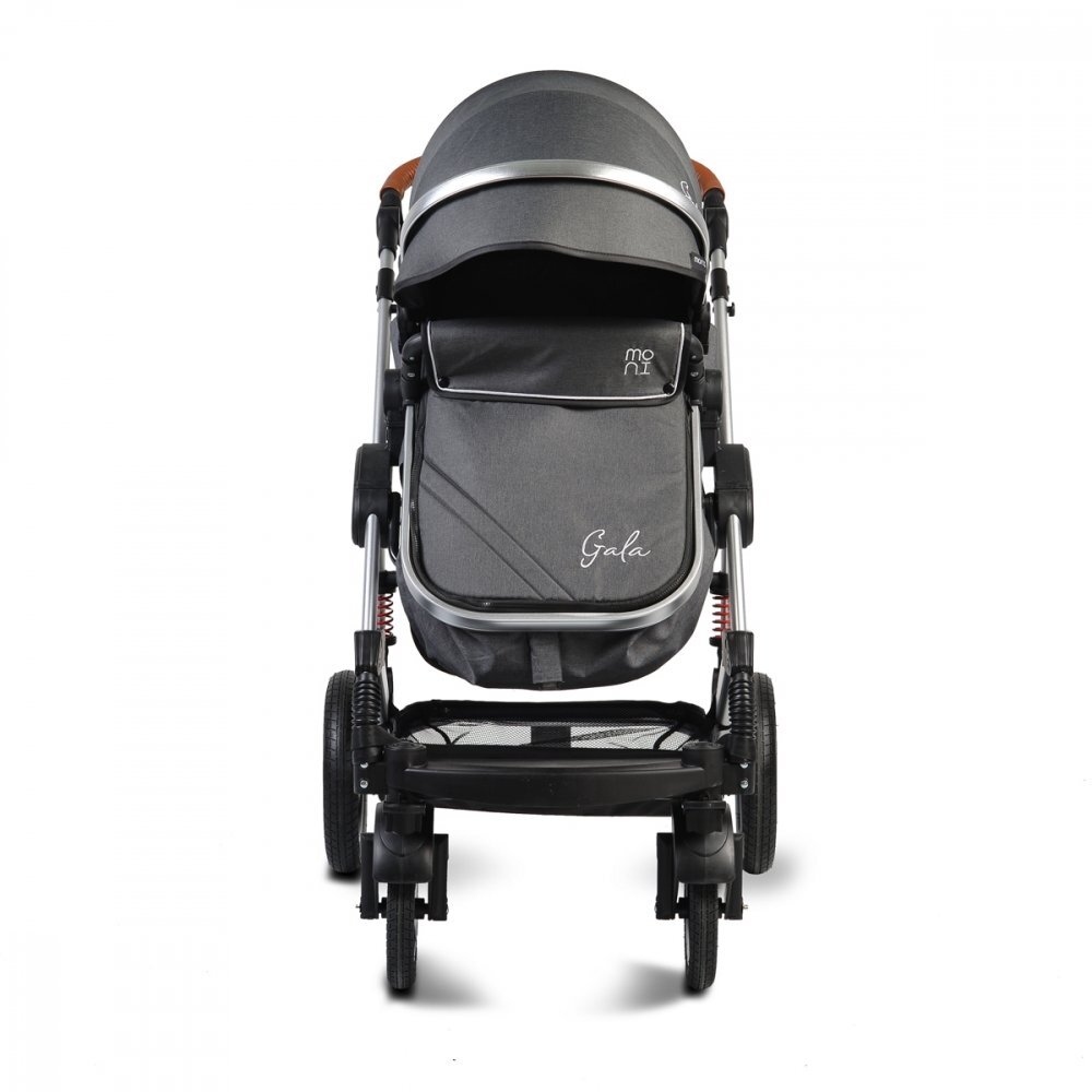 MONI Carucior transformabil 2in1 Gala Black cu sistem dublu de suspensiicadru din aluminiumaner reglabil pe inaltimecopertina XXLsezut reversibilhusa picioare si geanta mamici inclusa