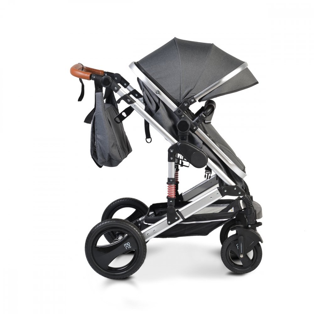 MONI Carucior transformabil 2in1 Gala Black cu sistem dublu de suspensiicadru din aluminiumaner reglabil pe inaltimecopertina XXLsezut reversibilhusa picioare si geanta mamici inclusa