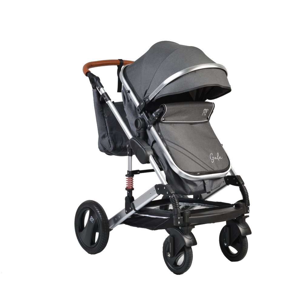 MONI Carucior transformabil 2in1 Gala Black cu sistem dublu de suspensiicadru din aluminiumaner reglabil pe inaltimecopertina XXLsezut reversibilhusa picioare si geanta mamici inclusa