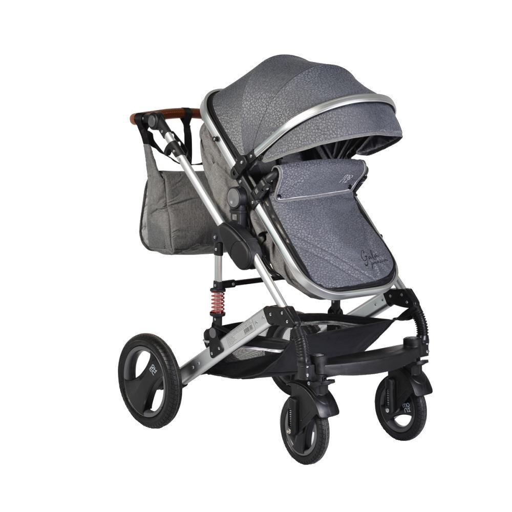 MONI Carucior transformabil 2in1 Gala Premium Panther cu sistem dublu de suspensiicadru din aluminiumaner reglabil pe inaltimecopertina XXLsezut reversibilhusa picioare si geanta mamici inclusa