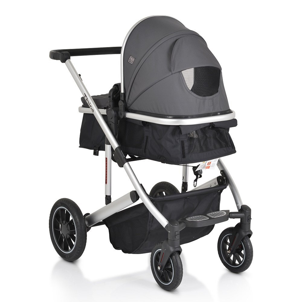 MONI Carucior transformabil 2in1 Thira Grey cu cadru din aluminiuGreutate admisa 22 kgCapotina reglabilaManer reglabil din piele ecologicaBara de protectie detasabilaCentura de sigurantaHusa picioare si Geanta incluse