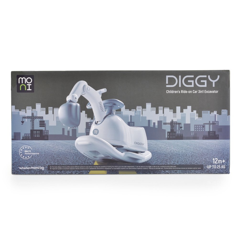 MONI Excavator fara pedale Diggy Grey tranformabil 4in1 cu Cupa mobilaBaza detasabila si transformare in balansoarOlita incorporataSezut confortabilEfecte muzicale si luminiRecomandat de la 12luniGreutate admisa 25kg