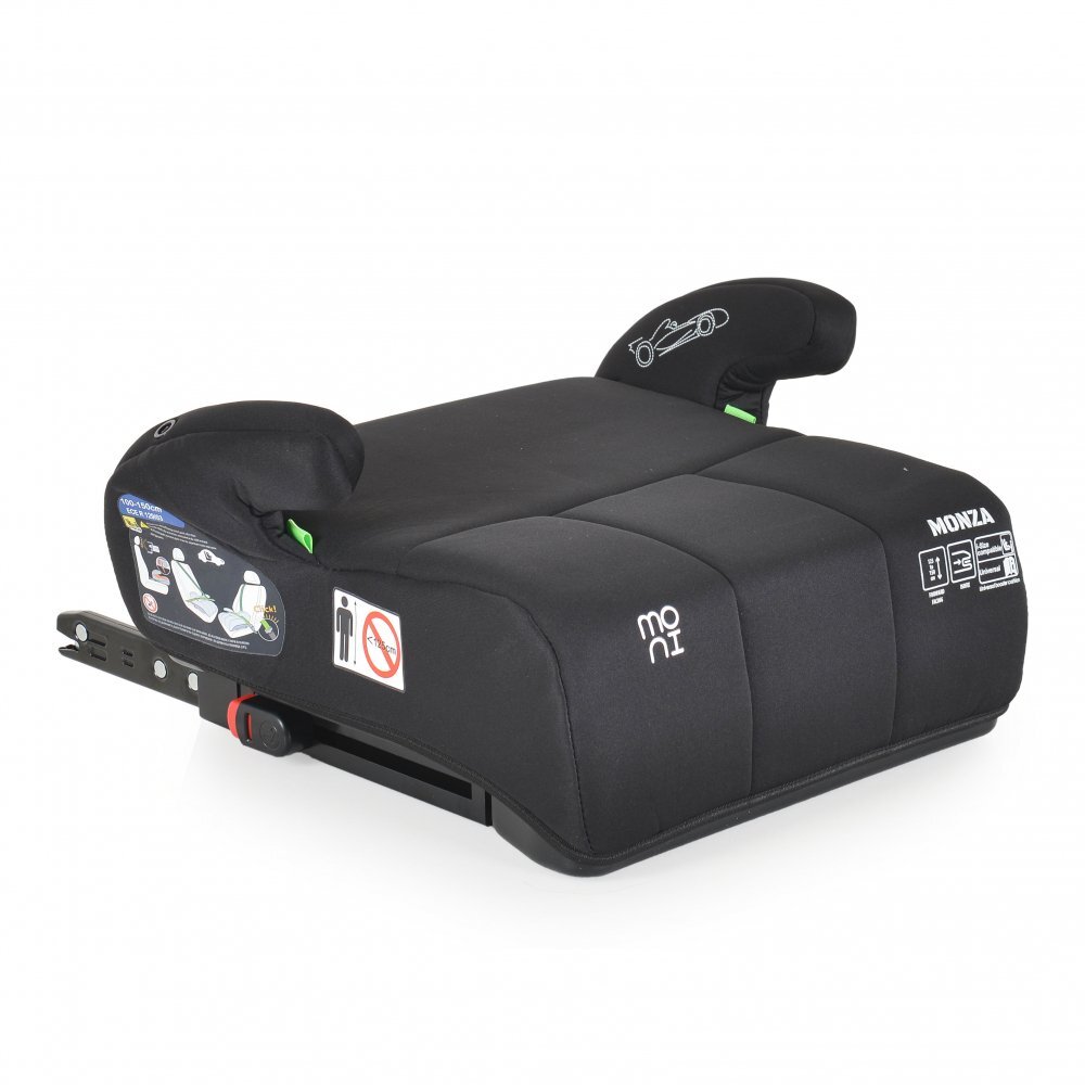 MONI Inaltator auto pentru copii Monza Black 125-150 cm cu jucarie de plus inclusaCertificare R129fixare cu isofixhusa detasabila