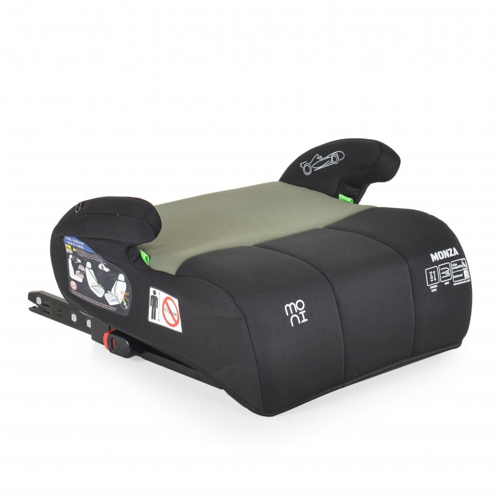 MONI Inaltator auto pentru copii Monza Green 125-150 cm cu jucarie de plus inclusaCertificare R129fixare cu isofixhusa detasabila