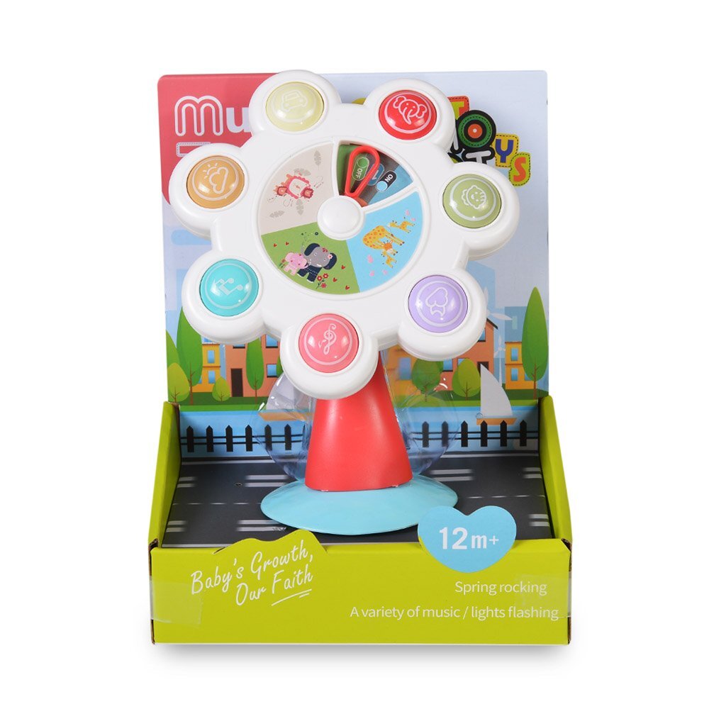 MONI Jucarie pentru scaunul de masa Ferris wheel cu muzica si luminiButoane cu functii muzicaleFixare cu ventuzaCulori vesele si vibrante