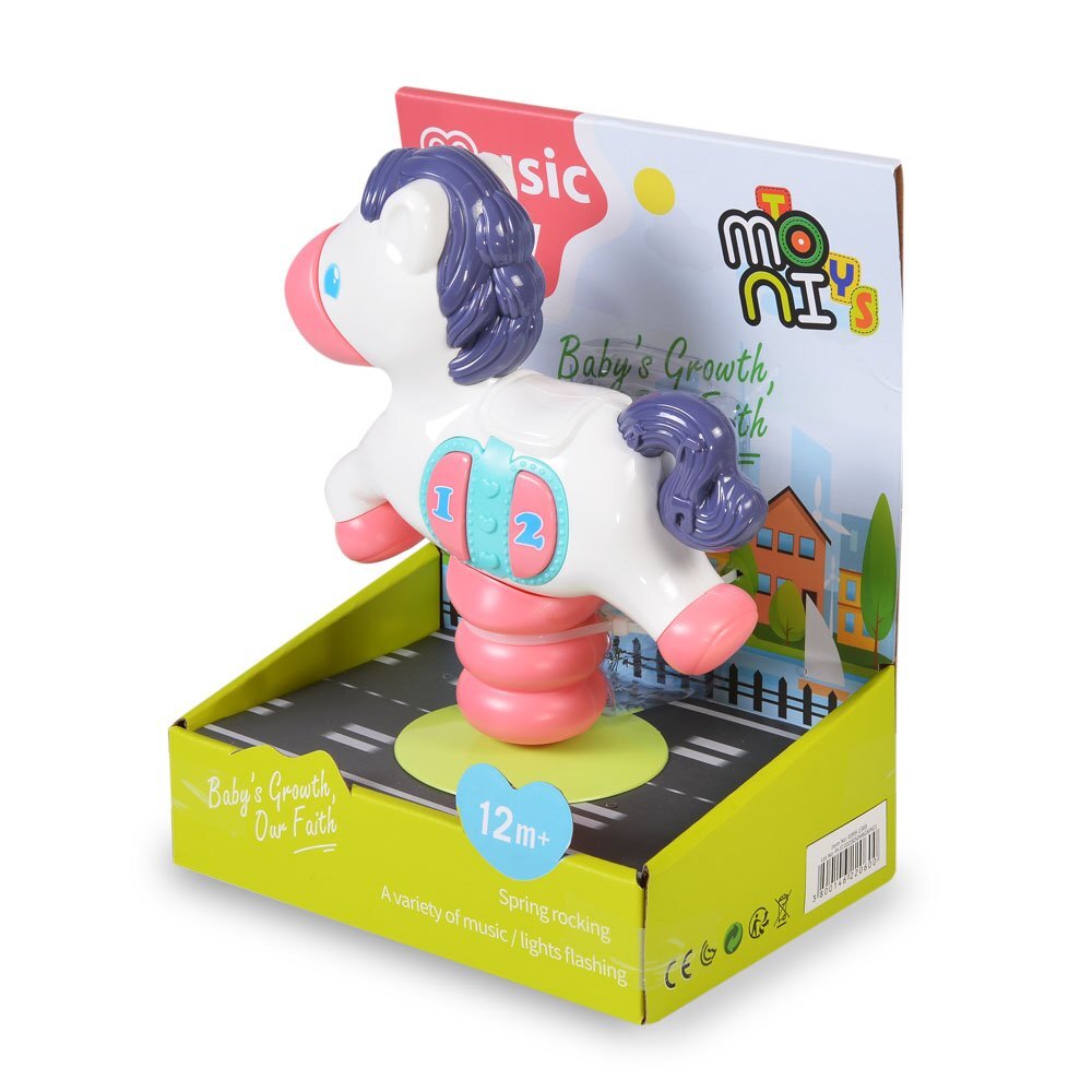 MONI Jucarie pentru scaunul de masa ponei cu muzica si lumini Baby Pony Girl