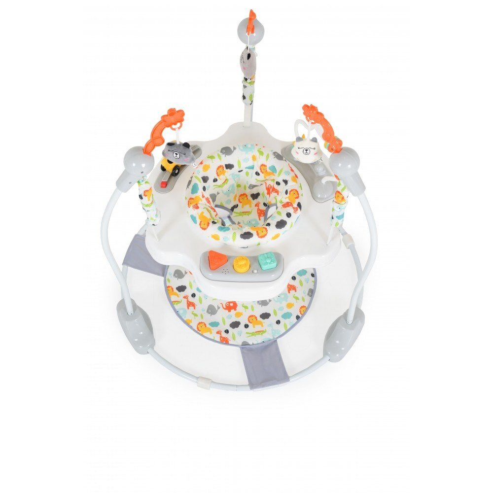 MONI Jumper pentru copii Magic fun Grey cu scaun rotativ 360inaltime reglabila pe 3 nivelepanou interactiv cu butoane muzicalejucarii din plusrecomandat de la 6luni si maxim 12 kg