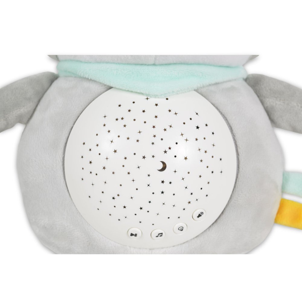MONI Lampa de veghe pentru camera copii Snuggly Racoon cu sunete albe10 melodii linistitoare si sunete ale naturiiVolum reglabilOprire automata dupa 20 minuteMaterial plus moaleProiector detasabil utilizare individuala