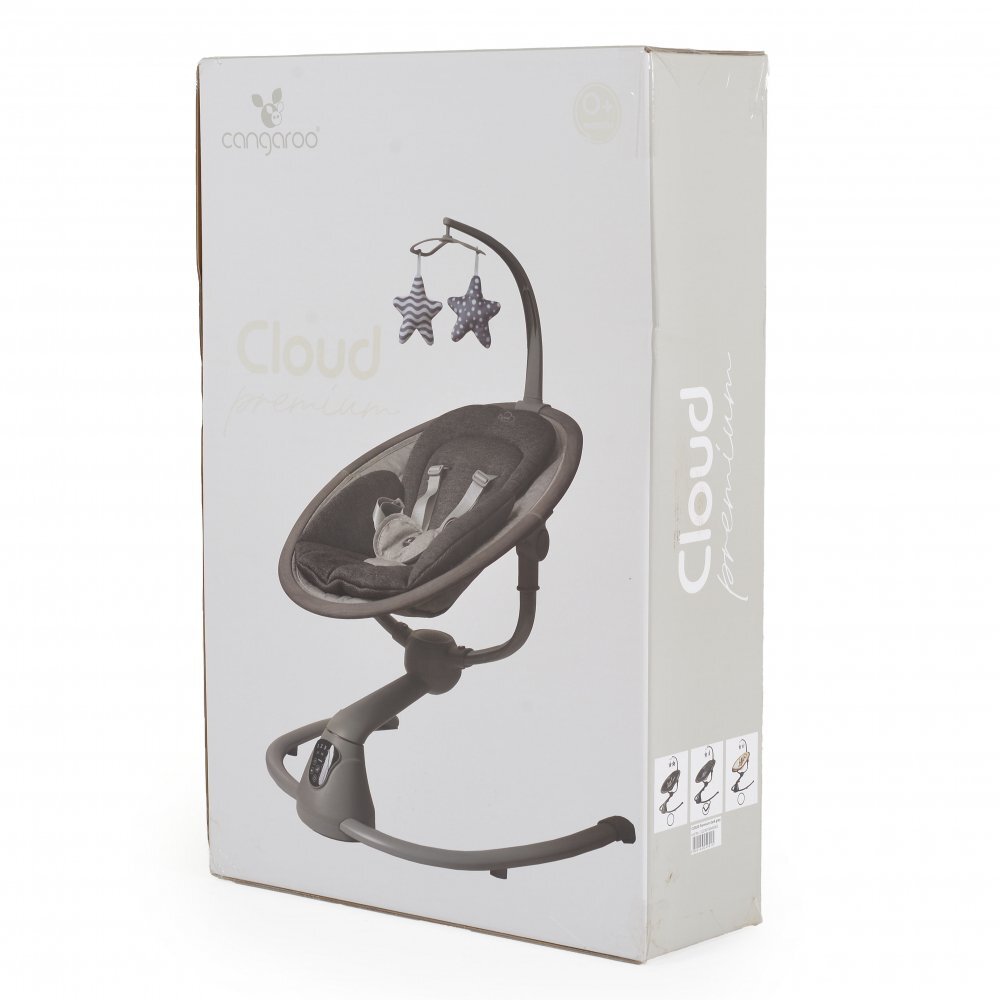 MONI Leagan electric pentru bebelusi Cangaroo cu senzor de miscare si telecomanda Cloud Premium Light Grey