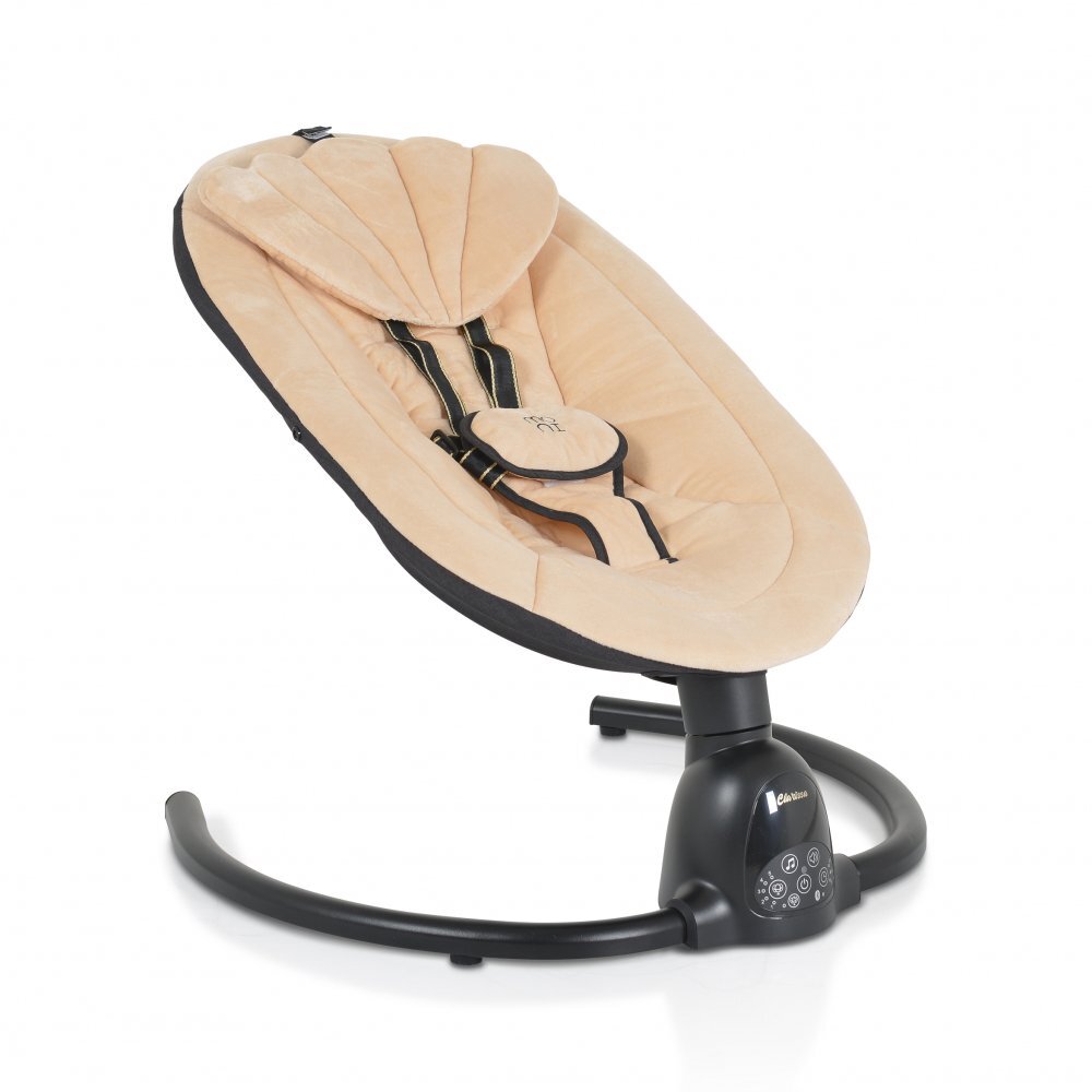 MONI Leagan electric pentru bebelusi Clarissa Beige cu telecomanda senzor de miscare5 viteze de leganare cronometru bluetooth pernuta baldachin cu jucarii si plasa insecte husa detasabilacentura de siguranta