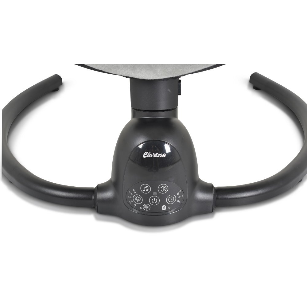 MONI Leagan electric pentru bebelusi Clarissa Blue cu telecomanda senzor de miscare5 viteze de leganare cronometru bluetooth pernuta baldachin cu jucarii si plasa insecte husa detasabilacentura de siguranta