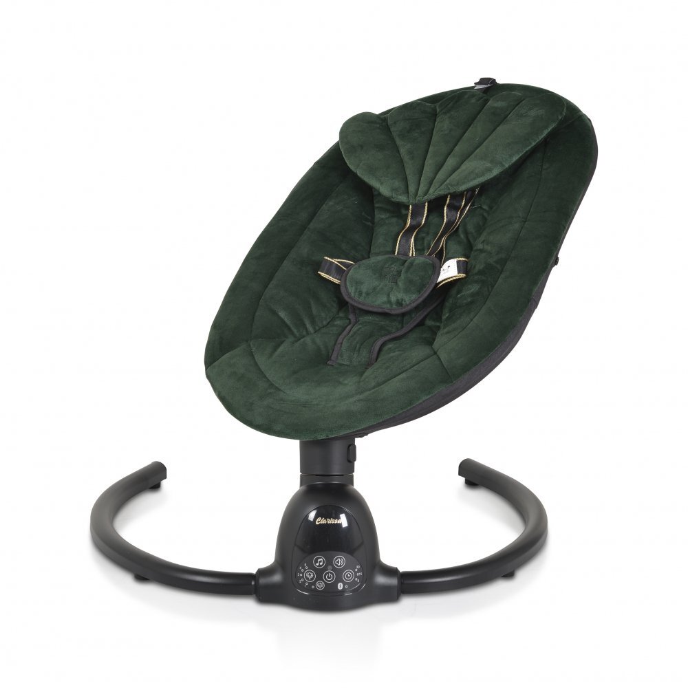 MONI Leagan electric pentru bebelusi Clarissa Green cu telecomanda senzor de miscare5 viteze de leganare cronometru bluetooth pernuta baldachin cu jucarii si plasa insecte husa detasabilacentura de siguranta