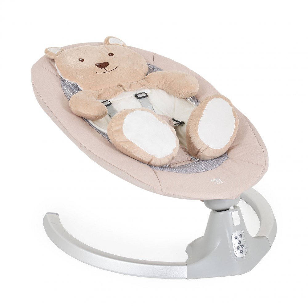 MONI Leagan electric pentru copii Ari Bear Bej cu telecomandaconectare la priza sau baterii5 viteze12 melodiipernuta reductor cu design ursulet inclusa