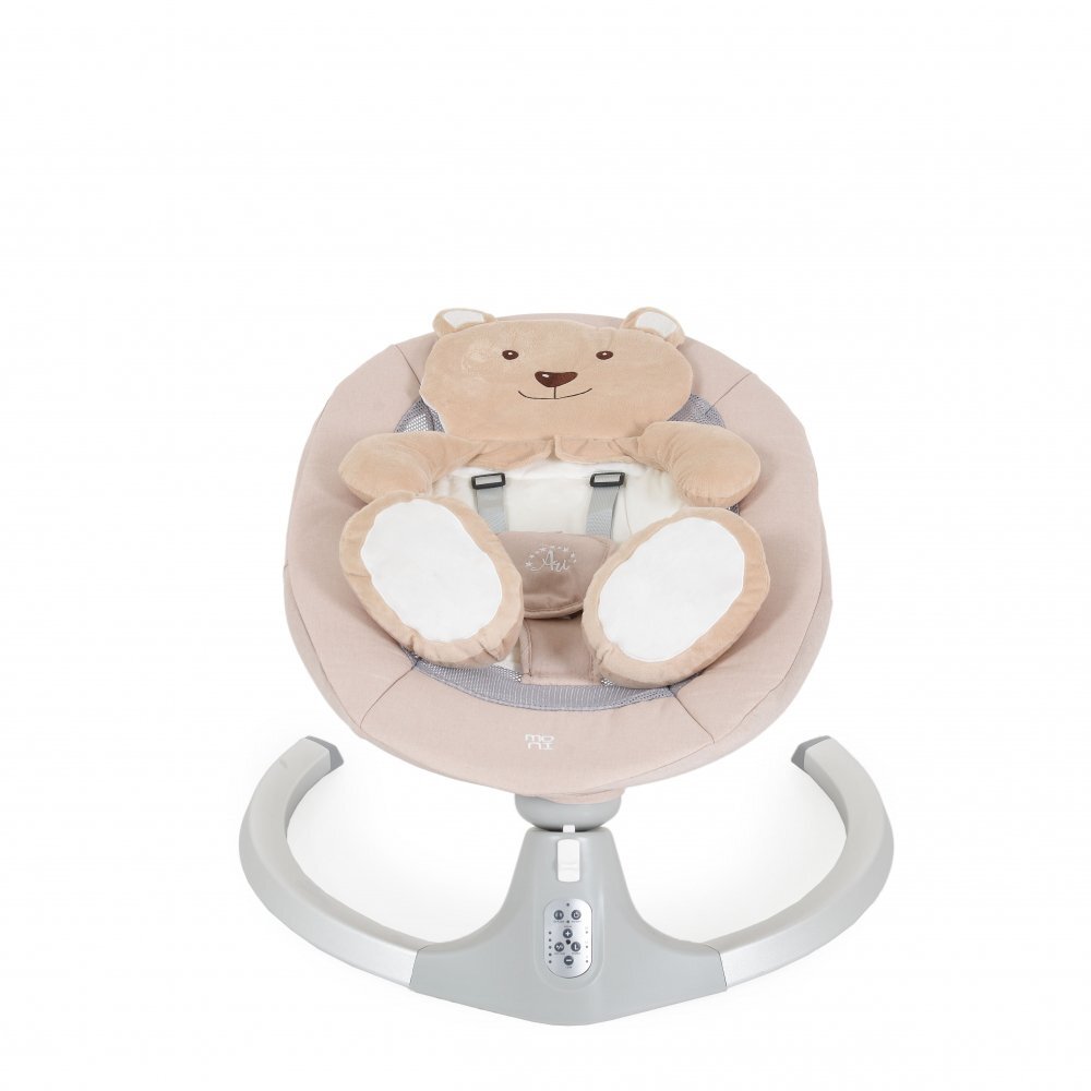 MONI Leagan electric pentru copii Ari Bear Bej cu telecomandaconectare la priza sau baterii5 viteze12 melodiipernuta reductor cu design ursulet inclusa