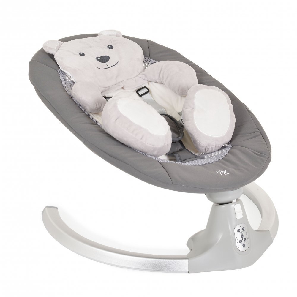 MONI Leagan electric pentru copii Ari Bear Gri cu telecomandaconectare la priza sau baterii5 viteze12 melodiipernuta reductor cu design ursulet inclusa