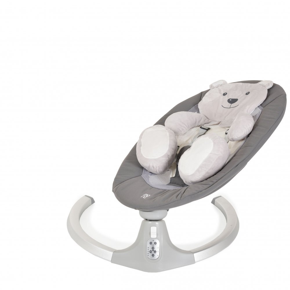 MONI Leagan electric pentru copii Ari Bear Gri cu telecomandaconectare la priza sau baterii5 viteze12 melodiipernuta reductor cu design ursulet inclusa