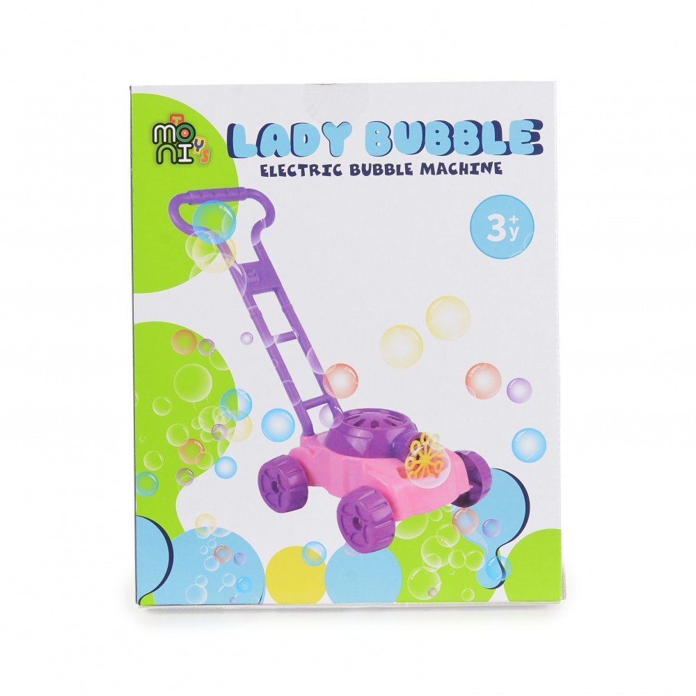 MONI Masina de tuns iarba pentru copii Sir Bubble Roz cu baloane de sapunsolutie de baloane de 118ml inclusa