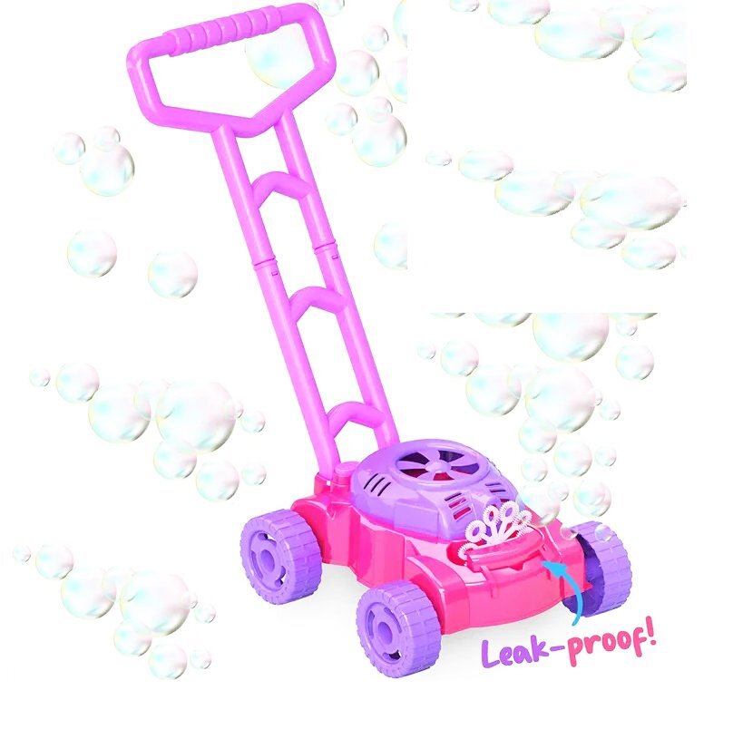 MONI Masina de tuns iarba pentru copii Sir Bubble Roz cu baloane de sapunsolutie de baloane de 118ml inclusa