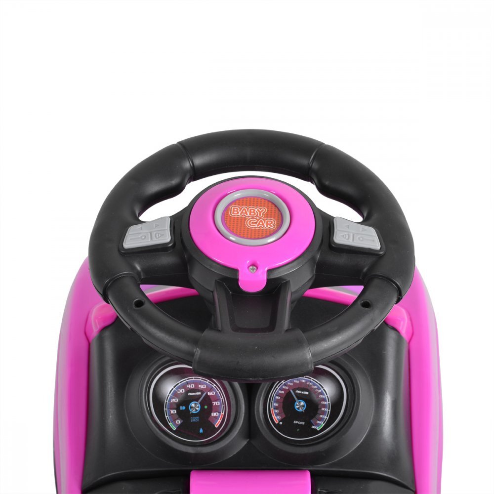 MONI Masinuta copii de impins Rider 2in1 Pink cu maner parental detasabil volan cu melodii spatiu pentru jucarii sub scaun protectie impotriva rasturnarii recomandata copiilor cu varsta peste 2 ani