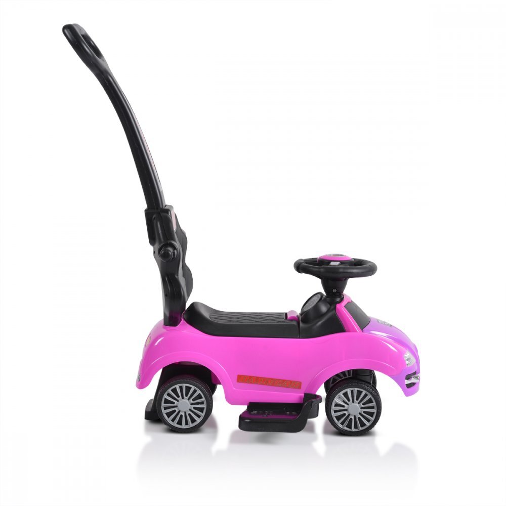 MONI Masinuta copii de impins Rider 2in1 Pink cu maner parental detasabil volan cu melodii spatiu pentru jucarii sub scaun protectie impotriva rasturnarii recomandata copiilor cu varsta peste 2 ani