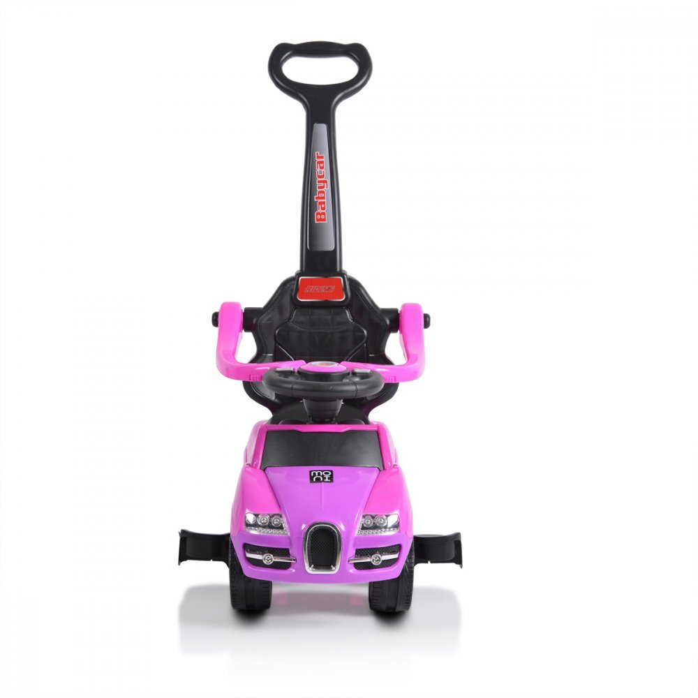 MONI Masinuta copii de impins Rider 2in1 Pink cu maner parental detasabil volan cu melodii spatiu pentru jucarii sub scaun protectie impotriva rasturnarii recomandata copiilor cu varsta peste 2 ani