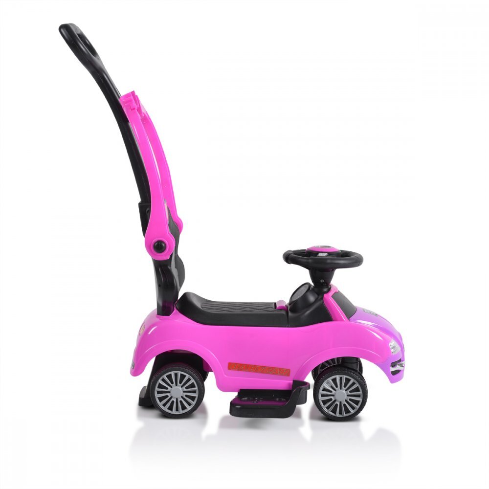 MONI Masinuta copii de impins Rider 2in1 Pink cu maner parental detasabil volan cu melodii spatiu pentru jucarii sub scaun protectie impotriva rasturnarii recomandata copiilor cu varsta peste 2 ani