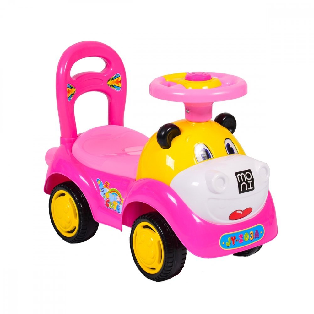 MONI Masinuta copii Ride-On fara pedale Super Car Pink cu functii muzicale si spatiu de depozitare
