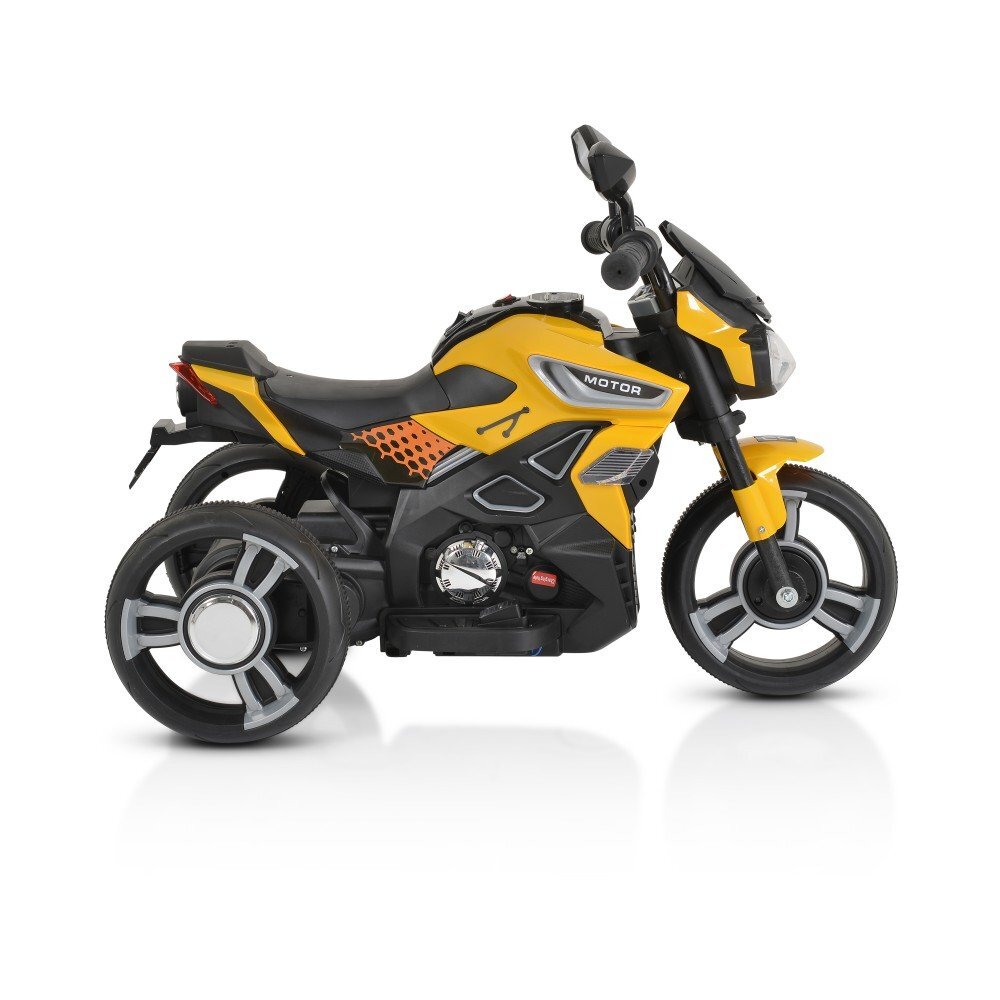 MONI Motocicleta electrica pentru copii Bo Colombo Yellow 12V 60W cu oglinzi suport picioare muzica si lumini