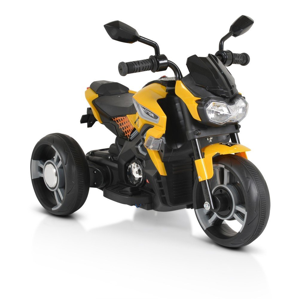 MONI Motocicleta electrica pentru copii Bo Colombo Yellow 12V 60W cu oglinzi suport picioare muzica si lumini
