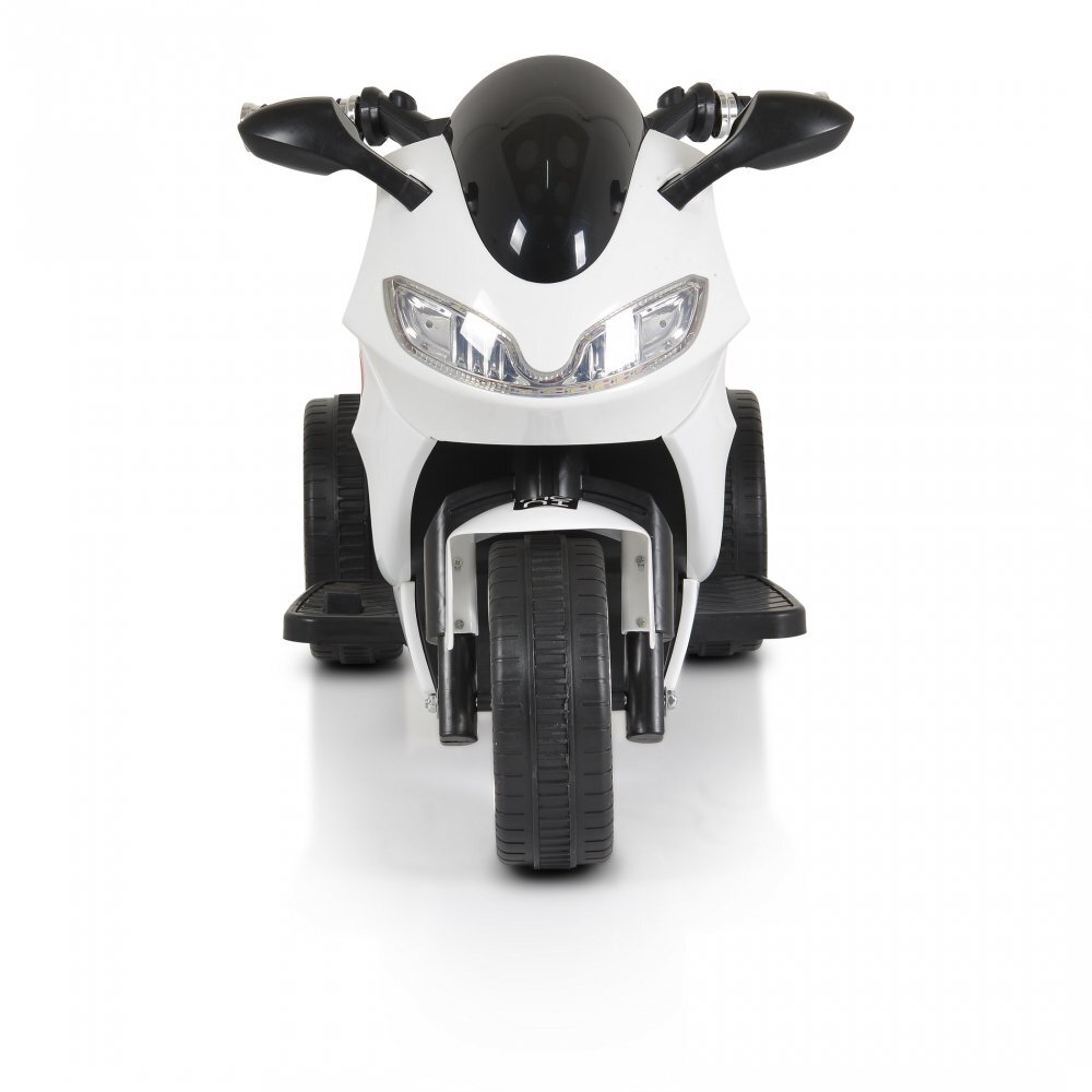 MONI Motocicleta electrica pentru copii Comet White 6V7AhRoti rezistenteOglinzi retrovizoareLampi frontale si lumini LEDMuzicaMufa MP3USBPornire la butonSezut ergonomic