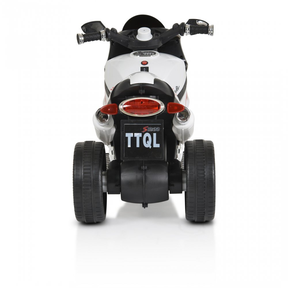 MONI Motocicleta electrica pentru copii Comet White 6V7AhRoti rezistenteOglinzi retrovizoareLampi frontale si lumini LEDMuzicaMufa MP3USBPornire la butonSezut ergonomic