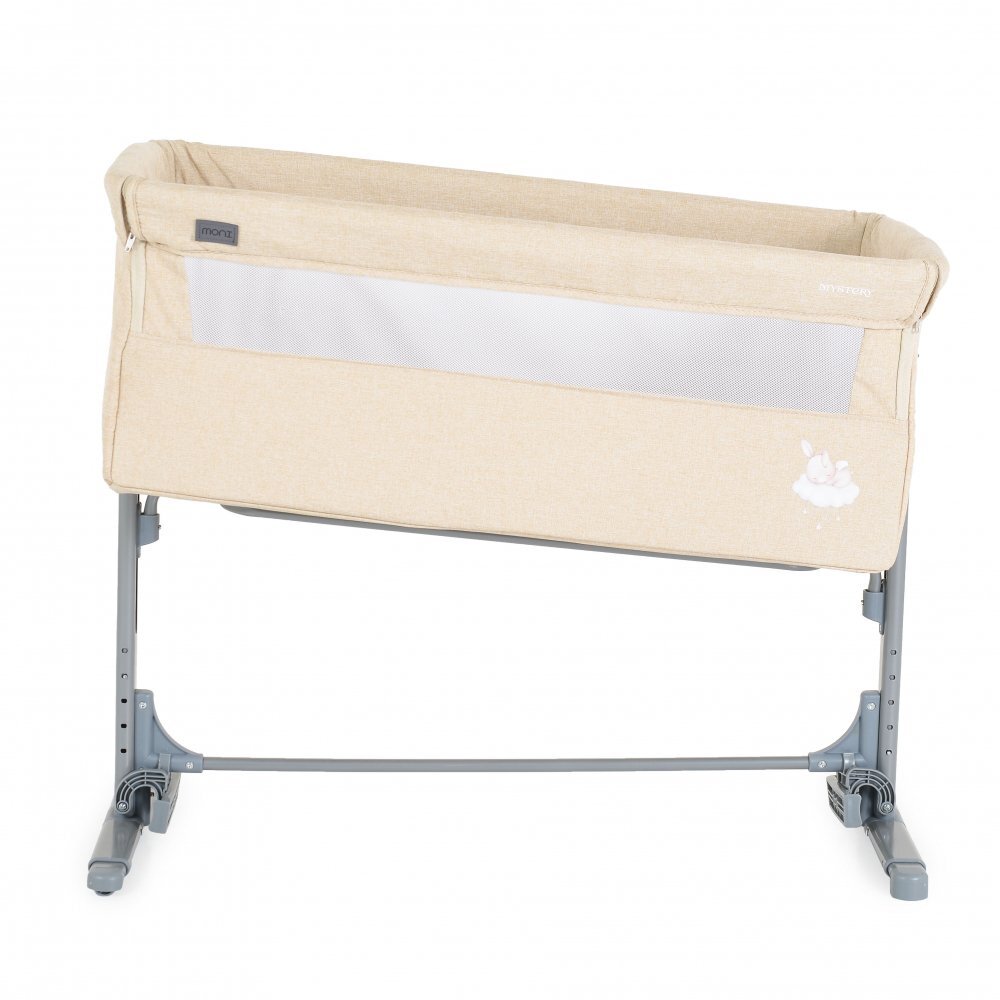 MONI Patut Co-Sleeper Mystery Beige 93x69x72-84 cm multifunctional cu laterala culisantafunctie leganarepozitie anti-reflux 5 pozitii de reglare a inaltimiisaltea si geanta transport incluse