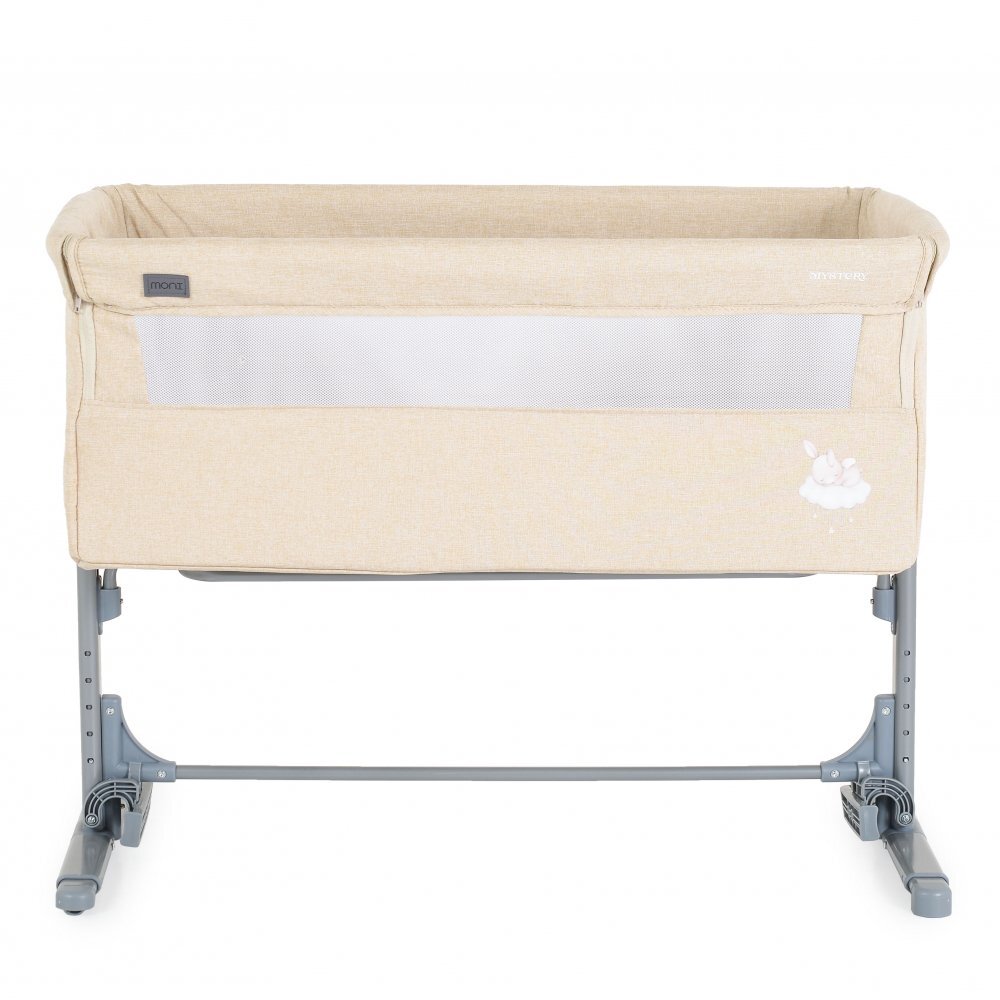 MONI Patut Co-Sleeper Mystery Beige 93x69x72-84 cm multifunctional cu laterala culisantafunctie leganarepozitie anti-reflux 5 pozitii de reglare a inaltimiisaltea si geanta transport incluse