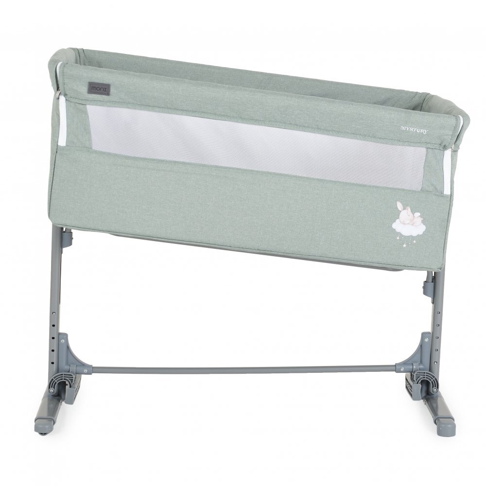 MONI Patut Co-Sleeper Mystery Green 93x69x72-84 cm multifunctional cu laterala culisantafunctie leganarepozitie anti-reflux 5 pozitii de reglare a inaltimiisaltea si geanta transport incluse