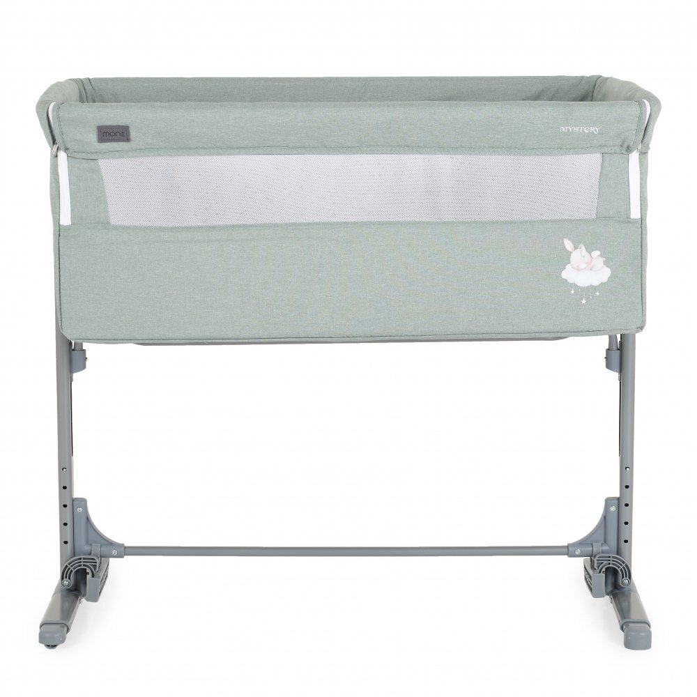 MONI Patut Co-Sleeper Mystery Green 93x69x72-84 cm multifunctional cu laterala culisantafunctie leganarepozitie anti-reflux 5 pozitii de reglare a inaltimiisaltea si geanta transport incluse