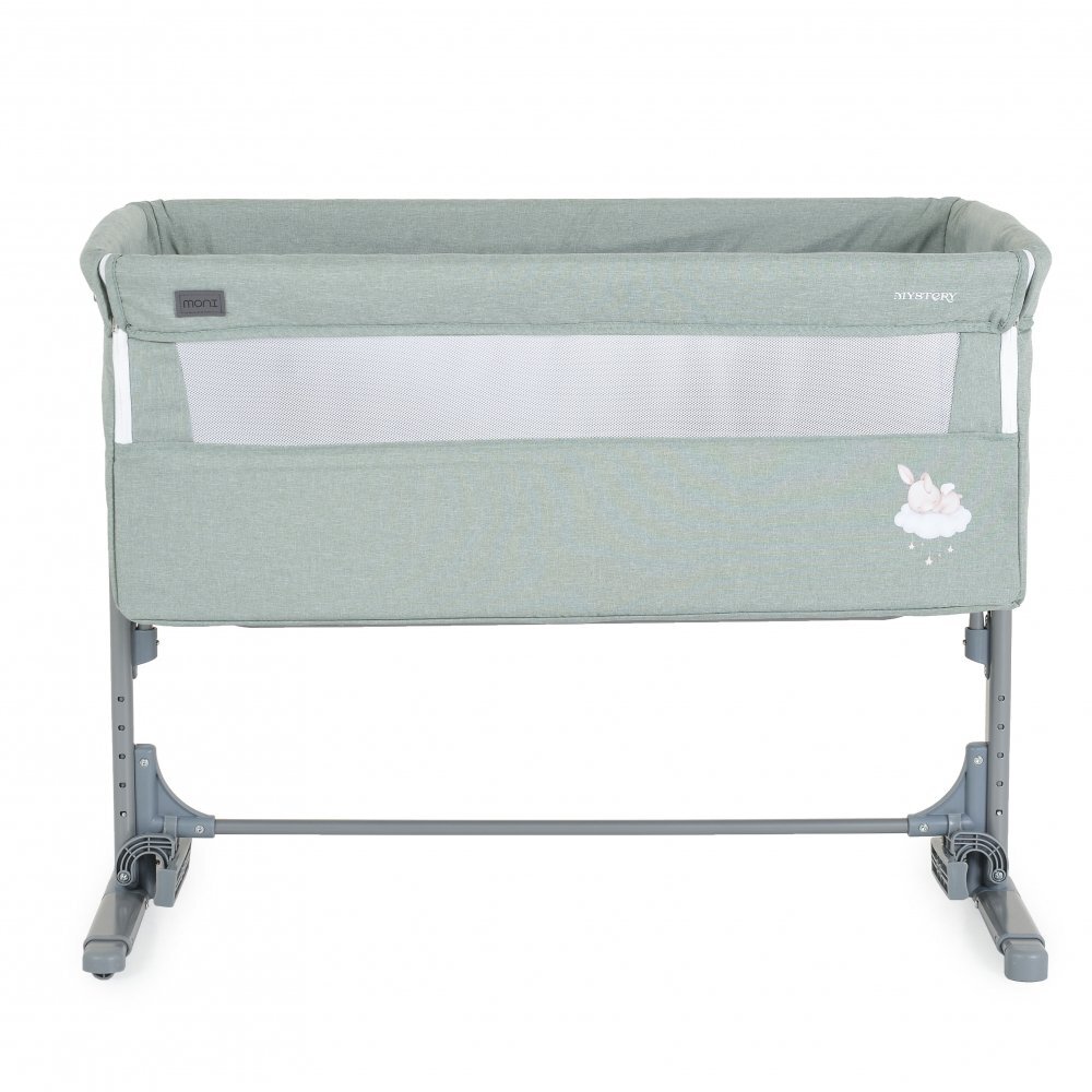 MONI Patut Co-Sleeper Mystery Green 93x69x72-84 cm multifunctional cu laterala culisantafunctie leganarepozitie anti-reflux 5 pozitii de reglare a inaltimiisaltea si geanta transport incluse
