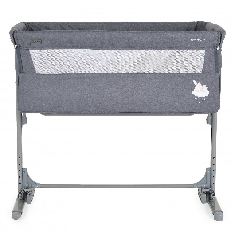 MONI Patut Co-Sleeper Mystery Grey 93x69x72-84 cm multifunctional cu laterala culisantafunctie leganarepozitie anti-reflux 5 pozitii de reglare a inaltimiisaltea si geanta transport incluse