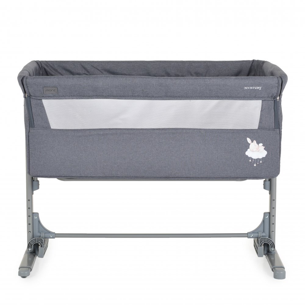 MONI Patut Co-Sleeper Mystery Grey 93x69x72-84 cm multifunctional cu laterala culisantafunctie leganarepozitie anti-reflux 5 pozitii de reglare a inaltimiisaltea si geanta transport incluse