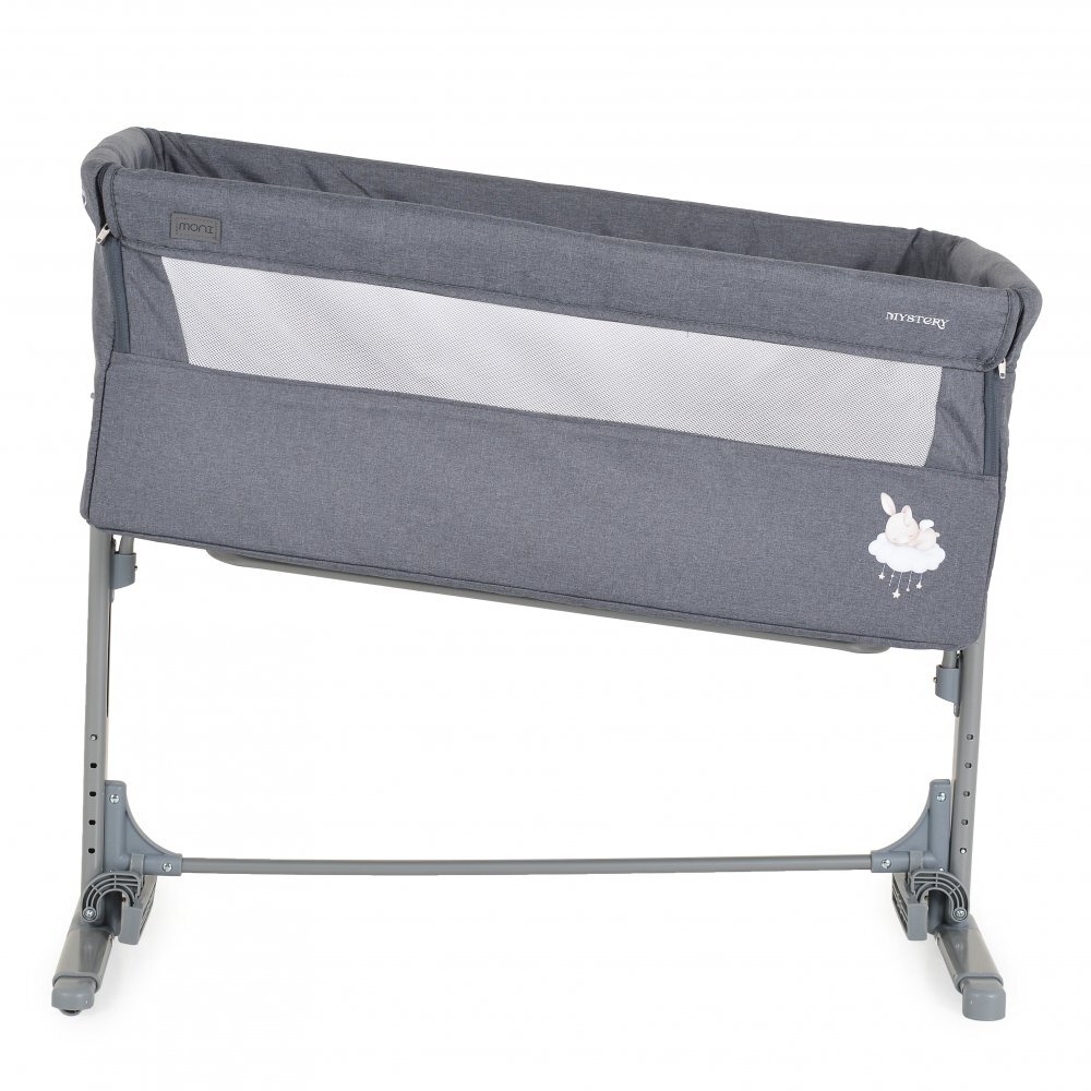 MONI Patut Co-Sleeper Mystery Grey 93x69x72-84 cm multifunctional cu laterala culisantafunctie leganarepozitie anti-reflux 5 pozitii de reglare a inaltimiisaltea si geanta transport incluse